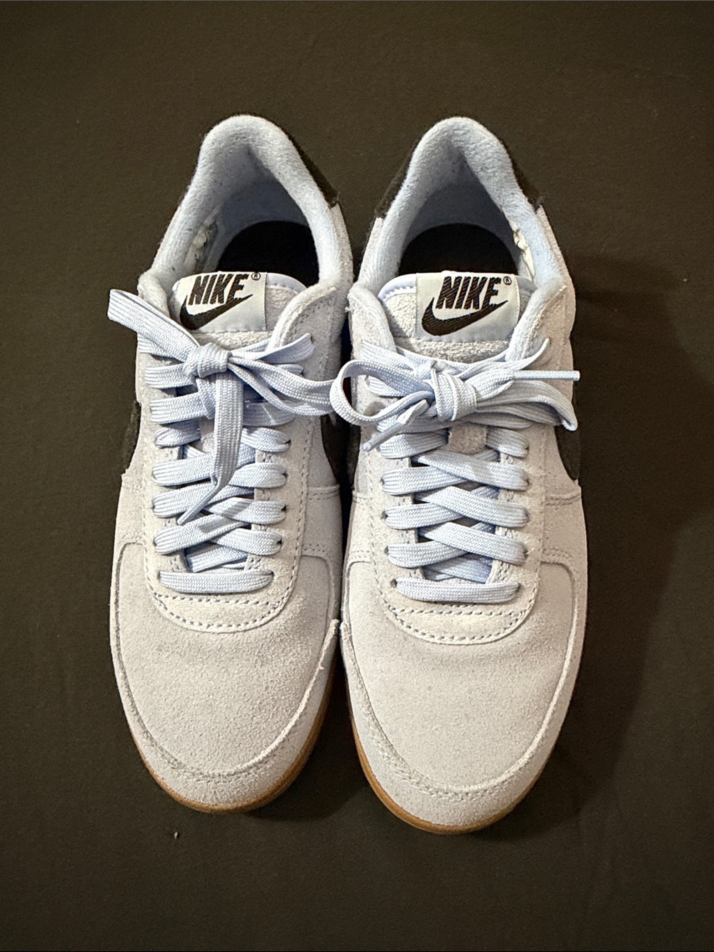 Nike women Light Blue Suede Sneakers with Black Swoosh